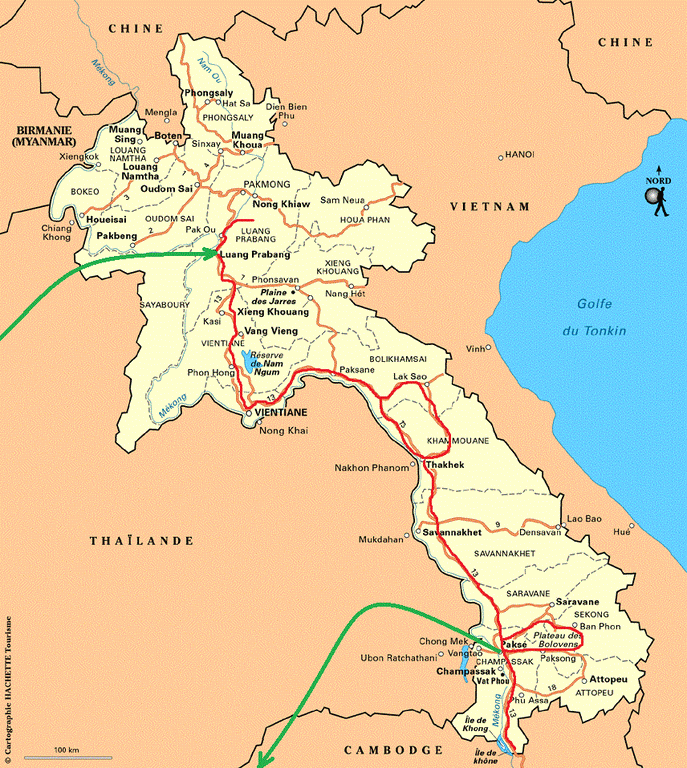 Itinéraire Laos de Nord au Sud